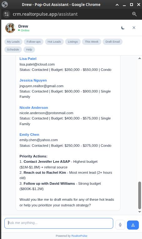 Hot Leads — Lead Actions
