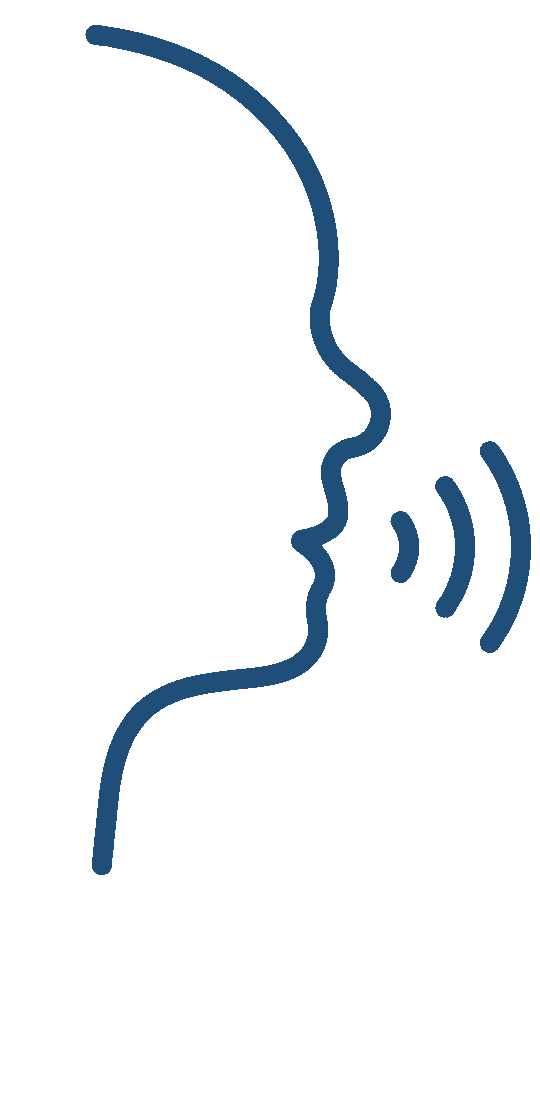 Side profile of a person speaking voice commands